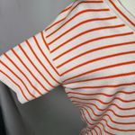 Ann Taylor Orange White Striped V-Neck Sweater Top Size S SP22 Short Sleeve Photo 1