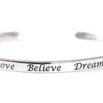 NVC 925 Sterling Silver Love Believe Dream Cuff Bracelet Photo 0