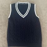 Brandy Melville cable knit sweater vest. Color- Navy with white trim. Size/ O/S Photo 0