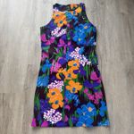 Vintage 60s Mod Mini Shift Dress Purple Floral Print Sleeveless Floral XS Retro Size XXS Photo 1