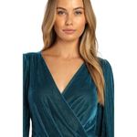 Lulus NWT Lulu’s Luxe To The Touch Velvet Long Sleeve Wrap Mini Dress In Teal Blue Photo 10
