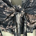 LUNIK  Tie Front Crop Top Size Medium New Gray & Mauve Floral Stripe Photo 3