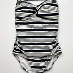 Catalina  Striped One Piece Bathing Suit Women's Size XL Strapless Ruched Sides Photo 0