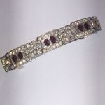 Elegant Vintage Silver Tone and Red Crystal Hair Clip Photo 2