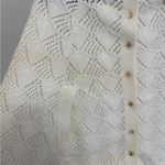 American Vintage Vintage Wintuck Collared Knit Cape with Fringe in White - OS Photo 3