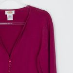 Talbots Womens Silk V Neck Cardigan Sweater Size XL Pink Church Office Career Photo 1