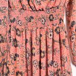 Patrons of Peace  Pastel Pink Floral Boho Smocked Long‎ Sleeves Maxi Dress Medium Photo 5
