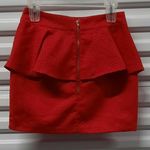 Silence + Noise Peplum Skirt Womens Size 4 Red Mini Photo 3