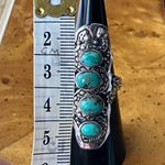 Natural Blue Moon Turquoise Sterling Silver Snake Ring Size 7 Photo 6