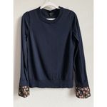 J.Crew Leopard Cuffs Tippi Wool Sweater In Navy Pink Mod Leopard Size Large Photo 3