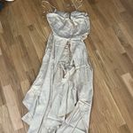 Cult Gaia Natasha Dress High Low Satin Tie Front Sand Nude Photo 3