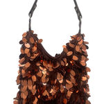 Sequin Embellished Brown Shoulder Night Out Bag Photo 0