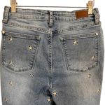 Judy Blue  Sz7/28 Skinny Fit Embroidered Stars Light Blue Jeans Raw Hem JB88265 Photo 5