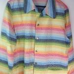 Alfred Dunner L Linen Hombre Rainbow Shacket Top Pink Size L Photo 0