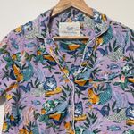 Print Fresh Pajama Sleep Top Size XS Purple Meowing Mermaids Cat Cotton Button Photo 3