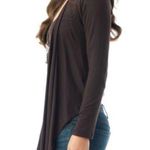 Nordstrom Sky Carradine Jacket Espresso Genuine Leather Brown Cropped Back Cardigan Wrap Photo 2