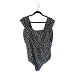 Jantzen  Glamour Maillot Black White Print Cap-Sleeve One-Piece Swimsuit 24W New Photo 2