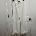 Nasty Gal  White Flare Pants with Faux Fur Trim Photo 2