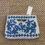 Sincerely Jules Blue & White Birds & Leaves Mosaic Beaded Clutch Bag Purse Photo 3