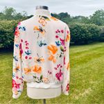 INC International Concepts White with Velvet Flowers Bomber Jacket Size L Photo 12