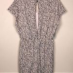 She & Sky  Women’s Leopard Print Beige Black Ruched Open Back Short Sleeve Romper Photo 4