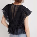 Anthropologie GEISHA DESIGNS Ruffled Tulle Blouse, Black, XS Photo 1