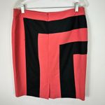 Nine West Skirt 10 Red Black Mod Geometric Colorblock Pencil Office Art Retro Photo 1