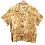 Urban Outfitters  Yellow Gold Snake Skin Short Sleeve Button Up Blouse Shirt Top Photo 0