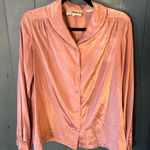 Vintage Amanda Pale Pink Silky Satin Button Down Blouse | Size 13/14 Photo 0