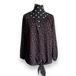 West Kei ‎ Womens Blouse Sz S Casiya Tie Front Navy Blue Leopard Print Stitch Fix Photo 4
