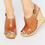 Sam Edelman Camilla Wedge Tan Leather Wood Studded Heel size 8.5 $150 Revolve Photo 2