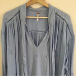 Free People Light Baby Blue Wishful Moments Tie Neck Tunic Top NEW Photo 5