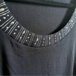 Karen Scott Black Embellished Neck Tee Photo 3