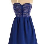 Staring At Stars Anthropologie Vintage Y2K  Blue Strapless Smocked Mini Dress S Photo 0