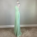 AQUA  Backless Beaded Long Halter A-Line Evening Gown Green Size 8 Formal Dress Photo 5