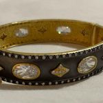 FREIDA ROTHMAN Elegant Silver Hinge Bangle Bracelet Gold Photo 3