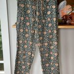 Natura Green Peach Floral Boho Print Cotton Pajama Pants Size Medium Photo 9