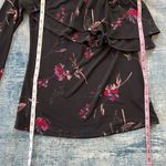 Veronica M Black Red Purple Floral Ruffle Asymmetrical One Long Sleeve Top XS Photo 6