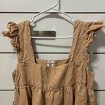 Aerie Flutter Sleeve Square Neck Babydoll Tunic Linen Blend Mini Dress Photo 4