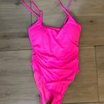 None NEW Hot Pink 1Pc Bathing Suit Swimsuit High Cut Cheeky S Photo 3