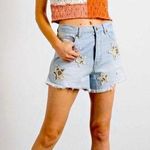 easel  Denim Distressed Frayed Edge Shorts animal print stars size medium, NWT Photo 1