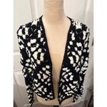 Elan  Kylee Macrame Crochet Cropped Cardigan in Black/White, S Photo 4