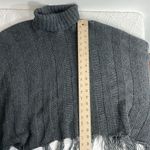 Bisou Bisou  Knit Sweater Poncho Turtleneck Gray one size oversized Photo 10