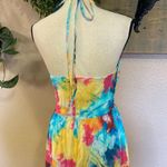 Lulus NWOT  Stunning One Multi Abstract Print Drawstring Halter Maxi Dress Photo 4
