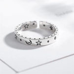 Boutique Unisex Sm 925 Sterling Silver Star Moon Midi Pinky Finger Ring Photo 2
