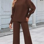 Women 2 Piece Sweater Set Long Sleeve Knit Top Matching Wide Leg Pant Photo 0