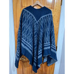 Maje Women’s  Old Money Blue Emilia Patterned Knit Wool Blend Poncho One Size Photo 7