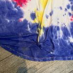 No Boundaries NoBo Plus Size 20 3XL Women's Tie-Dye V-Neck Short Sleeve Top Blue Red Yellow Photo 3