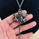 Rare vintage black gold with rhinestone and enamel cherry Necklace Photo 2