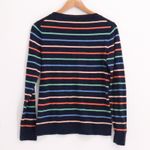 J.Crew Striped Crewneck Sweater Navy Blue Rainbow Preppy Lightweight Size S Photo 3